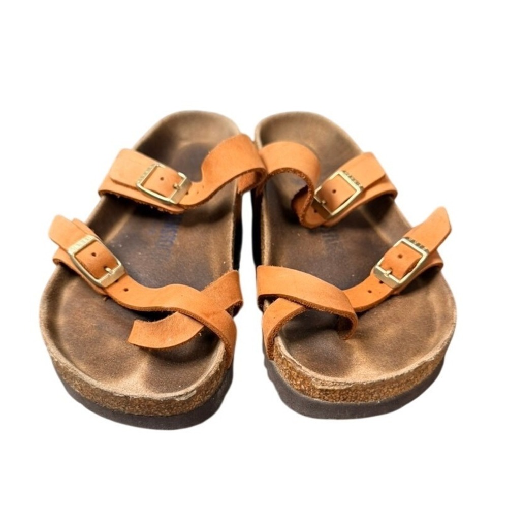 Birkenstock Mayari Ochre Burnt Orange Leather Soft Footbed Sandals Size 38 L7